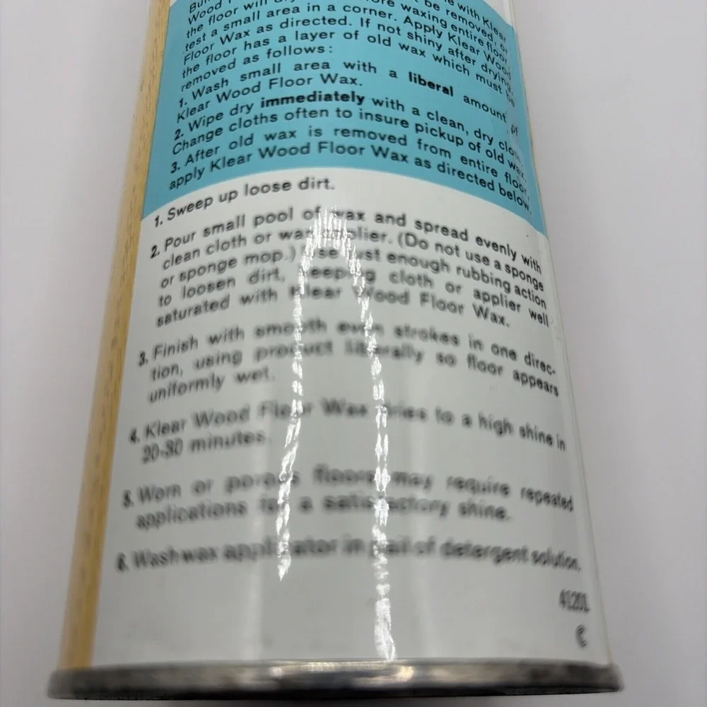 Vintage Metal Can Johnson Klear Wood Floor Wax Self Polishing 17.6‎ oz Full